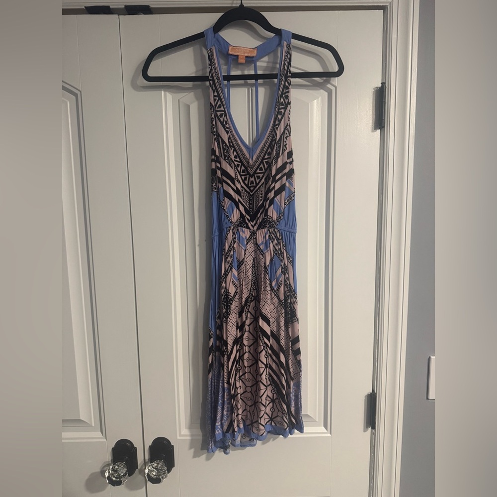 PEACH PUFF BLUE PATTERNED TANK DRESS SIZE LARGE - Picture 3 of 6